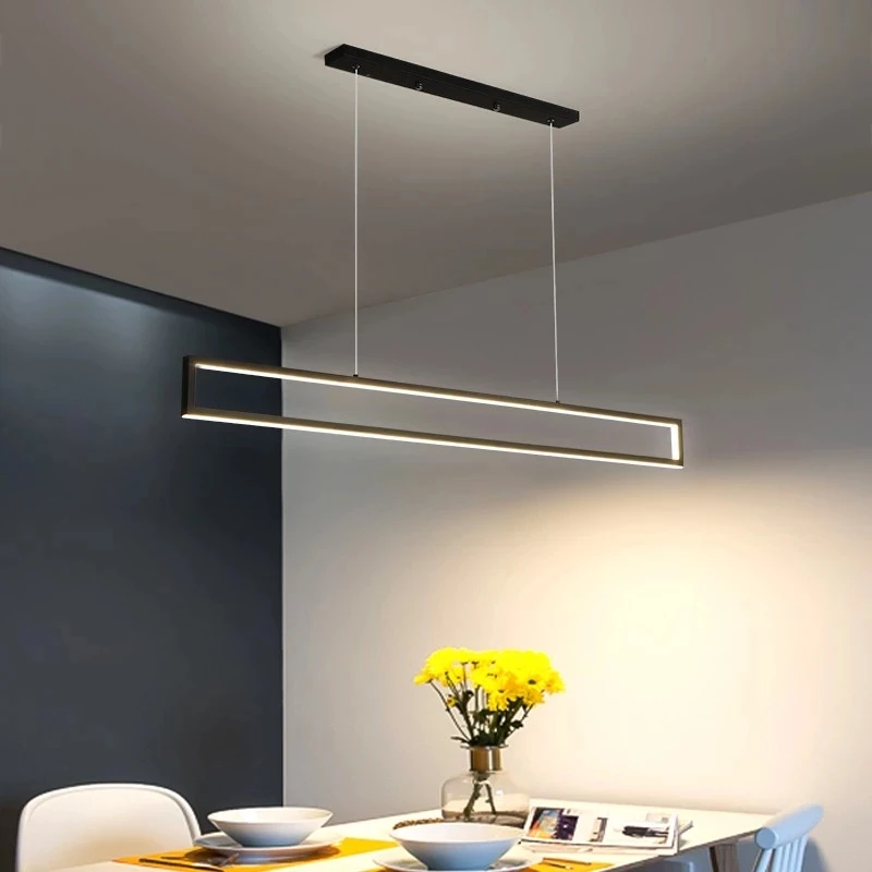 

Modern Nordic Minimalist Black Long Pendant Lights LED Chandelier For home decor Dining Room Coffee Shop Bar Hanging Light