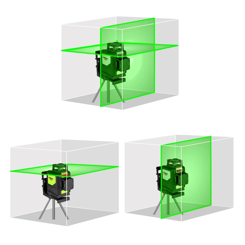 Imagem -02 - Linha Transversal Profissional do Laser do Feixe Verde do Auto-nivelamento de Huepar Linha Horizontal e Vertical da Cobertura de 360 Graus com Modos do Pulso