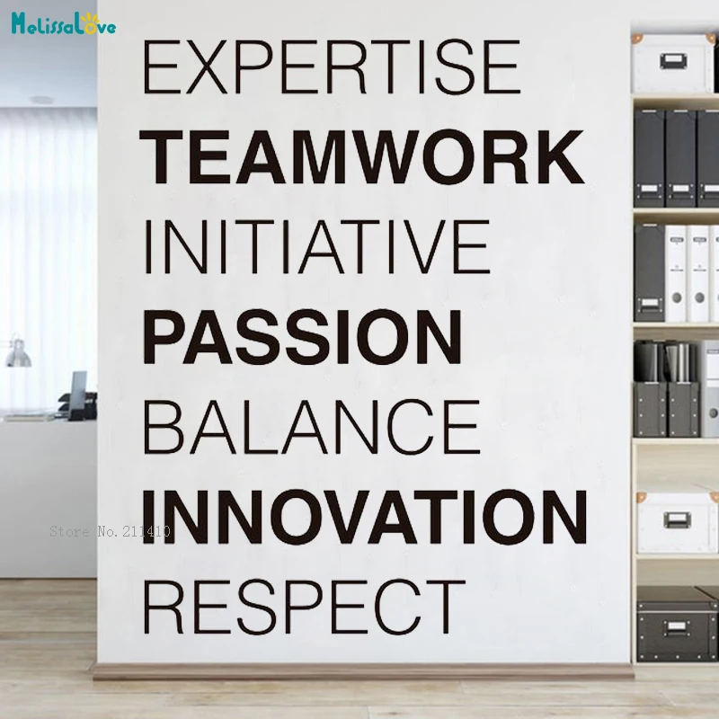 Expertise Teamwork Initiative Passion Balance Innovation Respect Office Wall Art Sticker Removable Art Vinyl Decals YT2627