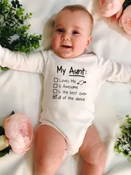 Newborn Funny  Bodysuit My Aunt Loves Me and Awesome Infant Baby Hipster Long Sleeve Toddler Jumpsuit  Cute Jumpsuit