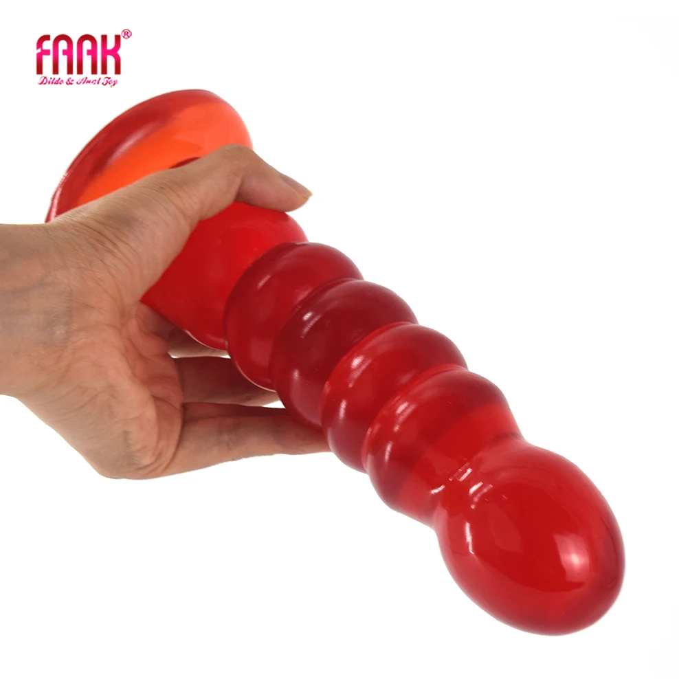 FAAK New Anal beads Wine Red Butt Plug With Suction Cup Gay Anus Masturbator Fetish Erotic Sex Toys Vagina Stimulator Dildos