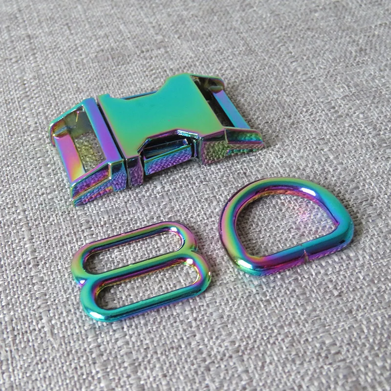 

20Sets 20mm Wholesale DIY Dog Collar Metal Buckle Webbing Slider Loops Strap Bag Belt D Ring Clip Hook Clasp Garment Accessory