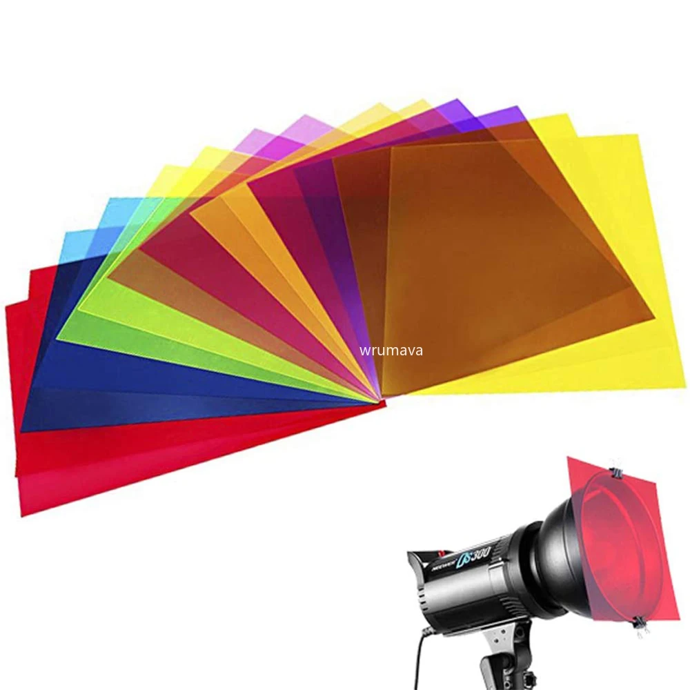 30cm Colored Overlays Transparency Color Film Plastic Sheets Correction Gel Light Filter Sheet for Video LED Light Studio Flash