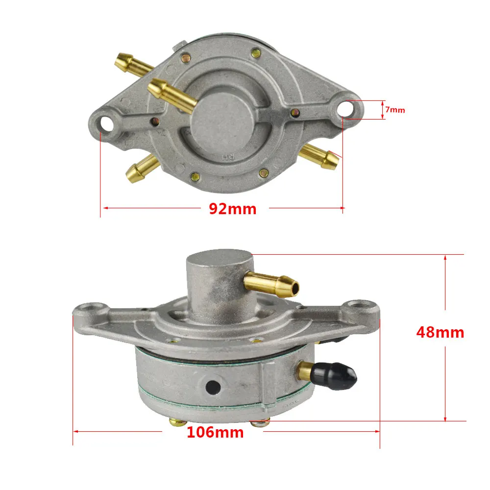 Gas Fuel Pump Dual-Carb Systems Outlaw Kart 35L/Hr Flow Rate Snowmobile Double Outlet Round Bracket for Mikuni DF52-176 42-5310