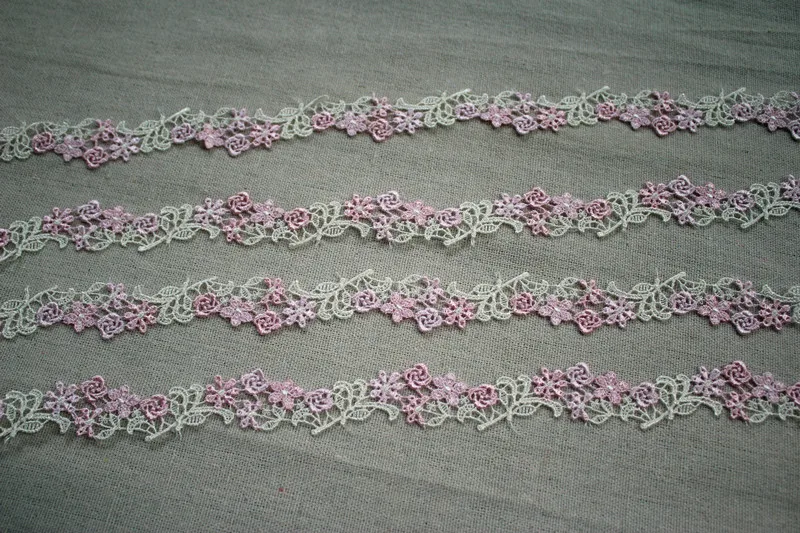 2yards/2.5cm Light pink Delicate Polyester Small Flowers Lace Trims Lace Ribbon DIY Baby Clothes Dress Accessories