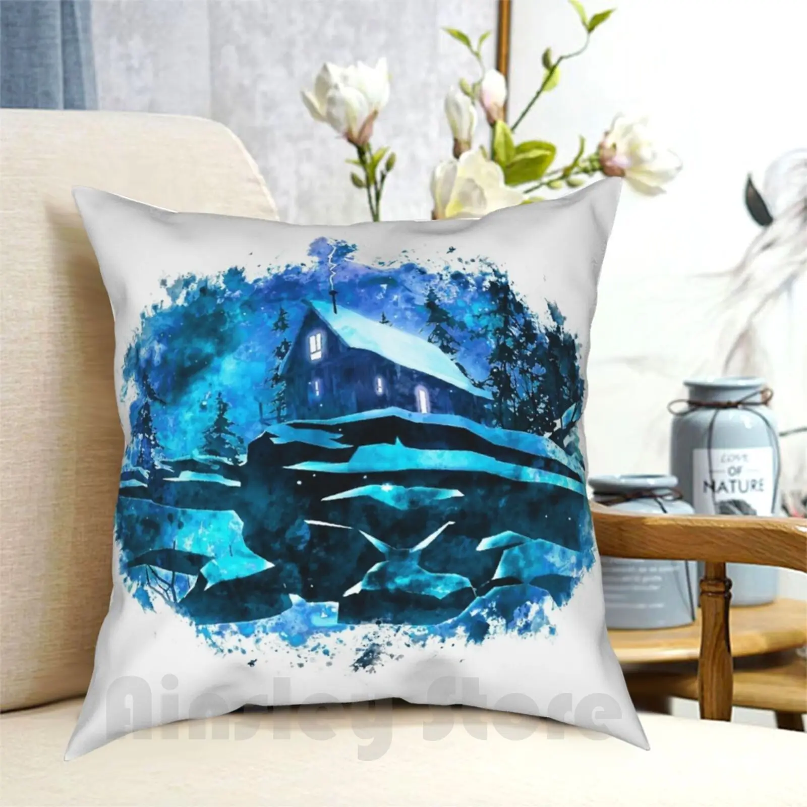 The Long Dark Pillow Case Printed Home Soft Throw Pillow The Long Dark Long Dark Video Game Survival Cabin Watercolor