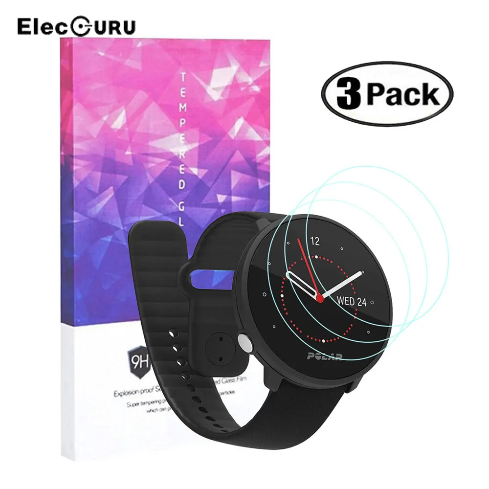 3Pcs Tempered Glass Film for Polar Unite Fitness Watch Screen Protector Clear Anti-Shatter Scratch Resistant Protective Film