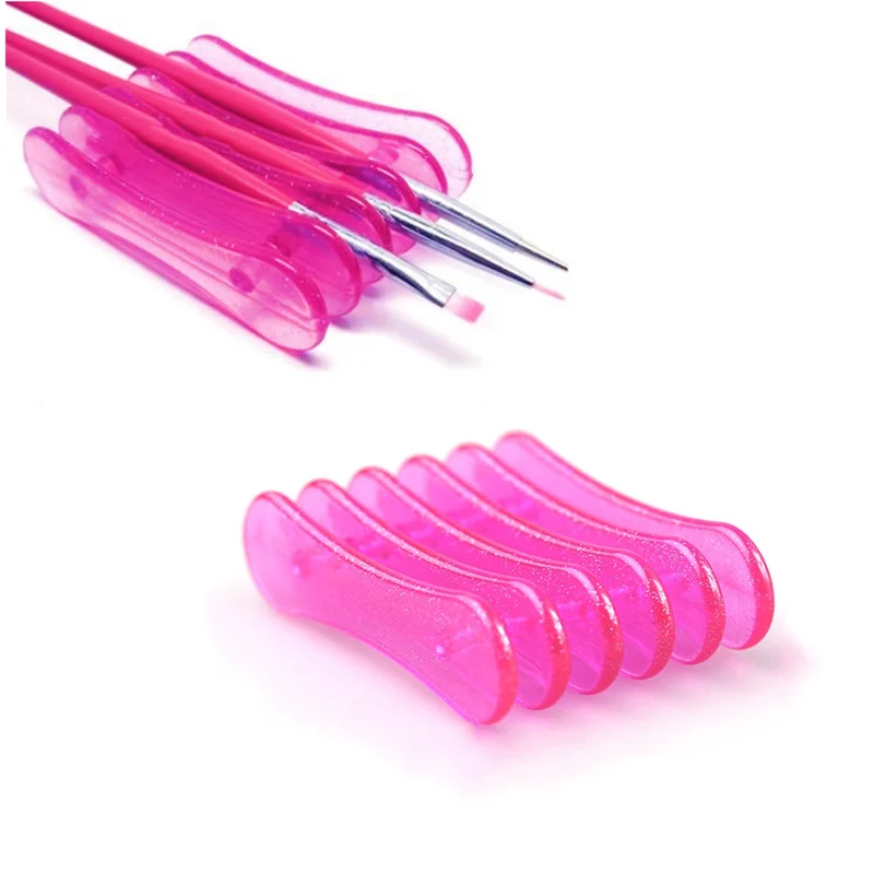 Suporte de plástico para pincel em gel uv 1 peça, rosa, acrílico, arte em unhas, acessórios de manicure, suporte para ferramentas de maquiagem