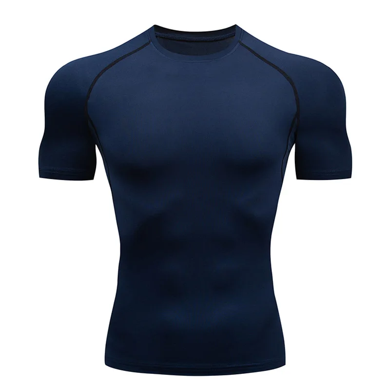 High quality T-shirt Short sleeve Men's Summer Breathable Bodybuilding T-shirt Casual solid color Top Tight Compression shirt