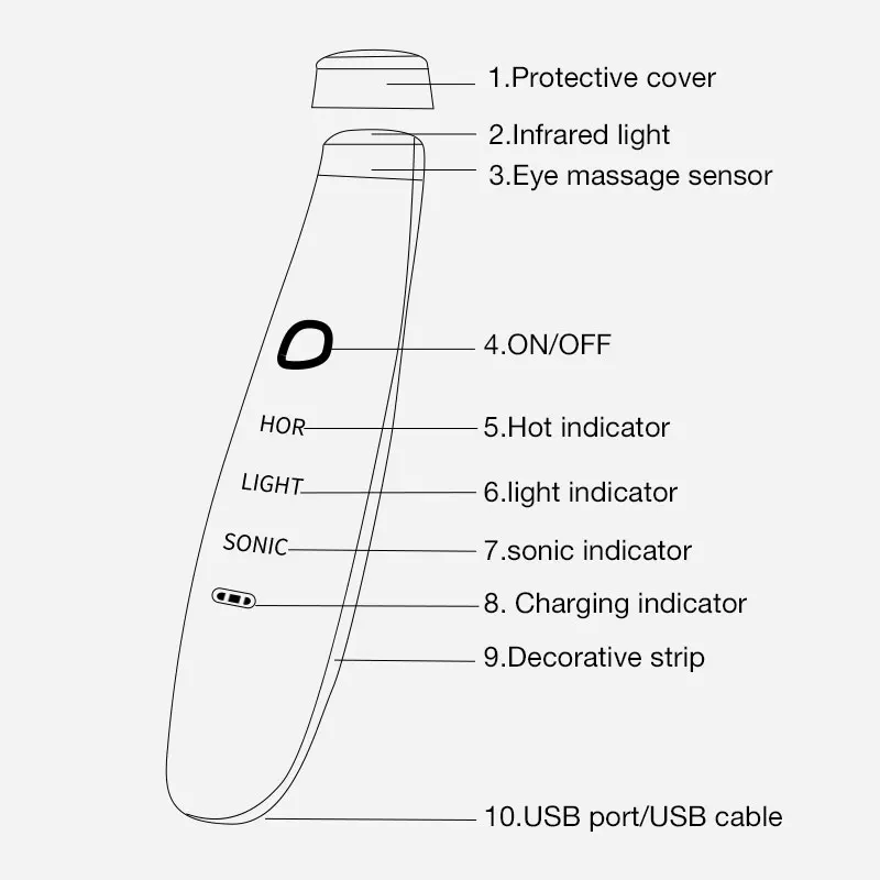 مدلك العين مضاد للشيخوخة 40 درجة اهتزاز عالي التردد والضوء الأحمر يلغي التجاعيد USB جهاز تدليك للعيون قابل لإعادة الشحن