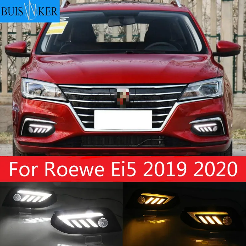 

For Roewe Ei5 2019 2020 Daytime running lights LED DRL Fog lamp driving lights with Yellow Turn Signal Function