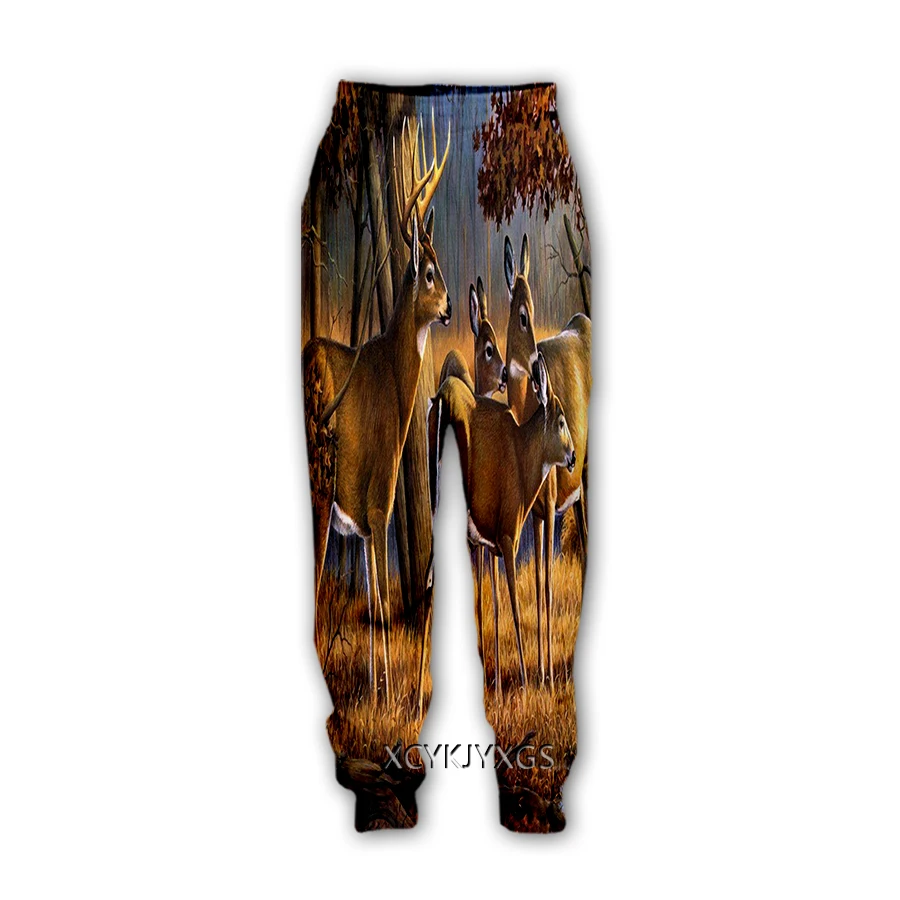 Pantaloni da caccia para cervi animali stampa impressão 3d calças casuais calças moletom calças retas calças de jogging y98