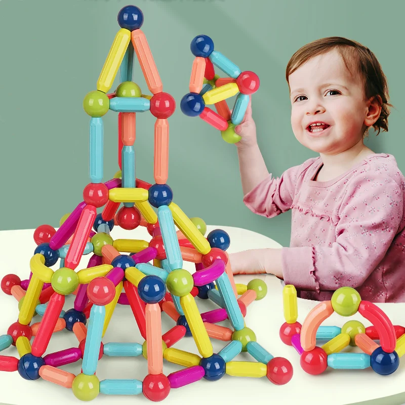 

Large Magnetic Sticks Construction Set Magnetic Designer Bar Rod Balls Building Blocks Educational Magnet Bricks Toys Kids Gift