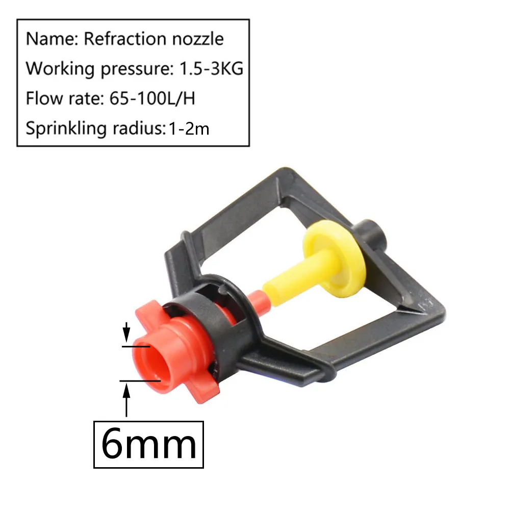 5Pcs 360 Degrees Rotating Sprinkler Refraction Mist Nozzle With Nozzle Holder 1/2 Thread Barb Connector Watering Irrigation