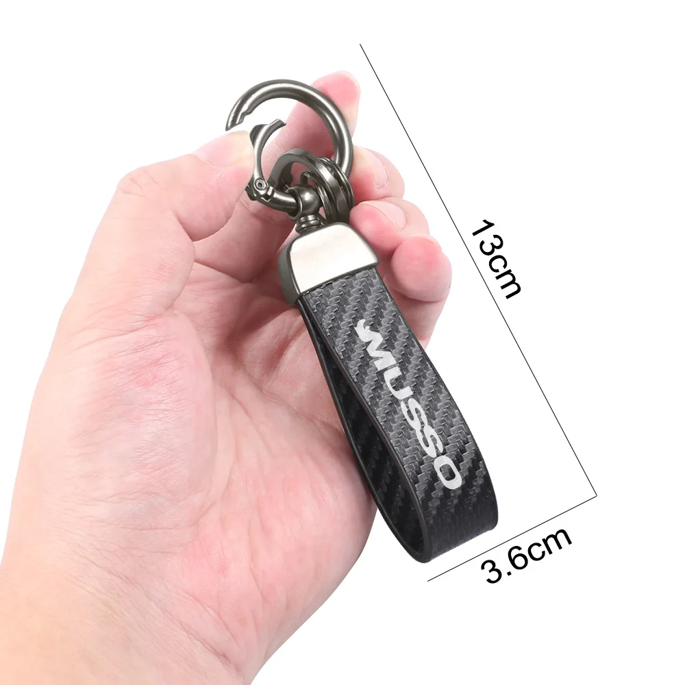 Car 360 Degree Rotating Horseshoe PU Leather Keychain For Ssangyong Korando Kyron Musso Rexton Tivoli Actyon Car Accessories