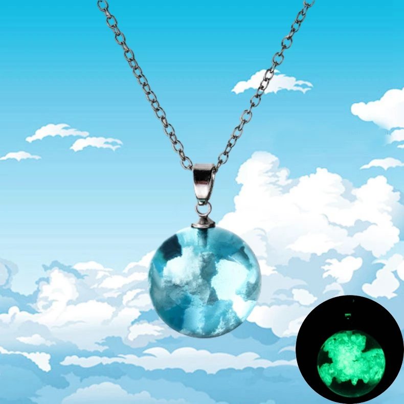 Chic Transparent Resin Rould Ball Moon Pendant Necklace Women Blue Sky White Cloud Chain Necklace Fashion Jewelry Gifts for Girl