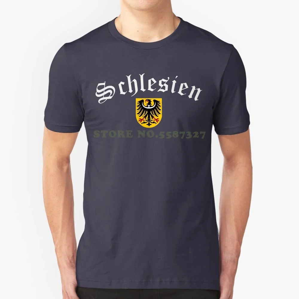 Newest Men T Shirt Fashion Silesia T Shirt-Black / White With Crest-S To 3xl-Wroclaw Poland