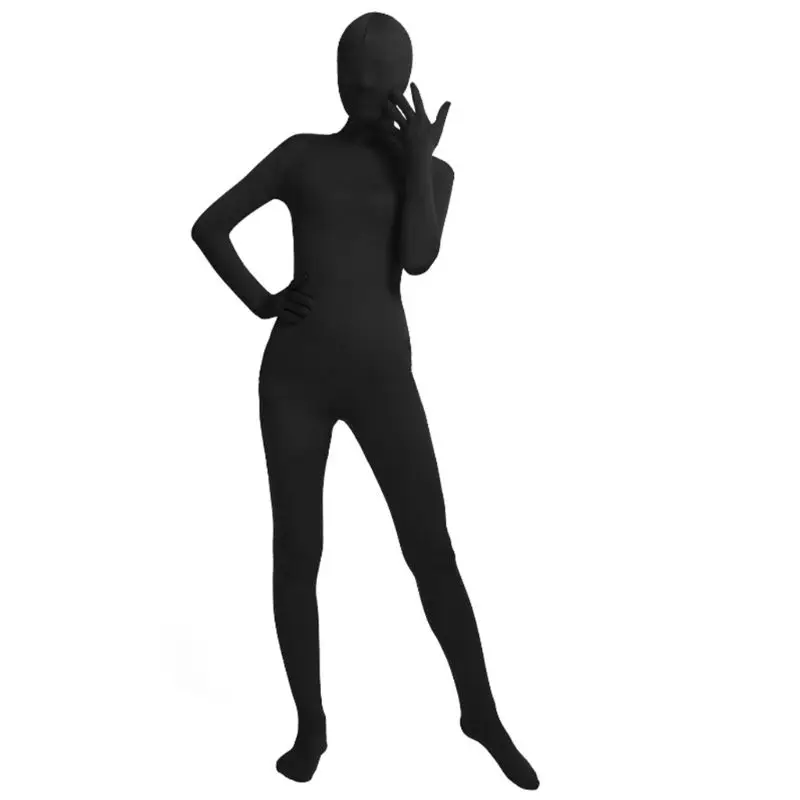 Mens Women Unisex Full Body Tights Suit Spandex Stretchy Black Cosplay Costume Disappearing Man Bodysuit for Halloween 2022 New