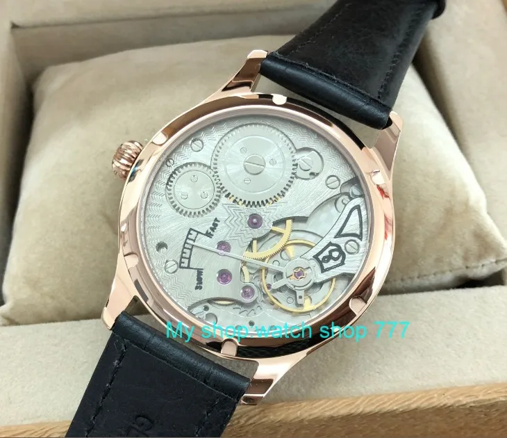 Sapphire crystal or Mineral glass 44mm Asian 6498  Mechanical movement men\'s watch   gold case Mechanical watches PA79-P8