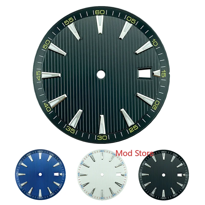 Black/Blue/White/Black Yellow 33.2mm Sterile Watch Dial Parts For NH35 NH36 Mov't Splint Vertical Stripes Wristwatch Plate