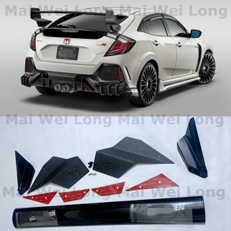 

For 21 hatchback Civic modified Mugen1:1 big tail ten generation Civic punch-free JDM tail FK4 SI FK7 black aluminum alloy