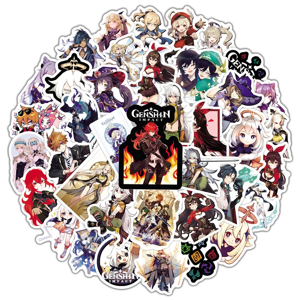 10/30/50PCS Anime Genshin Impact Game Xiao/Klee/Barbara Stickers Cartoon Gifts Toys Laptop Scooter Exquisite Stickers Wholesale