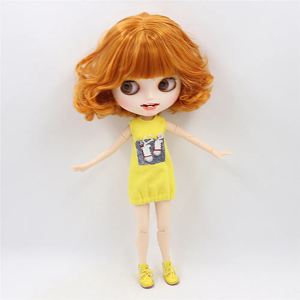 ICY DBS Blyth Doll Carved lips Open mouth Matte customized face Ginger yellow hair 1/6 Joint body bjd DIY toy girl gift