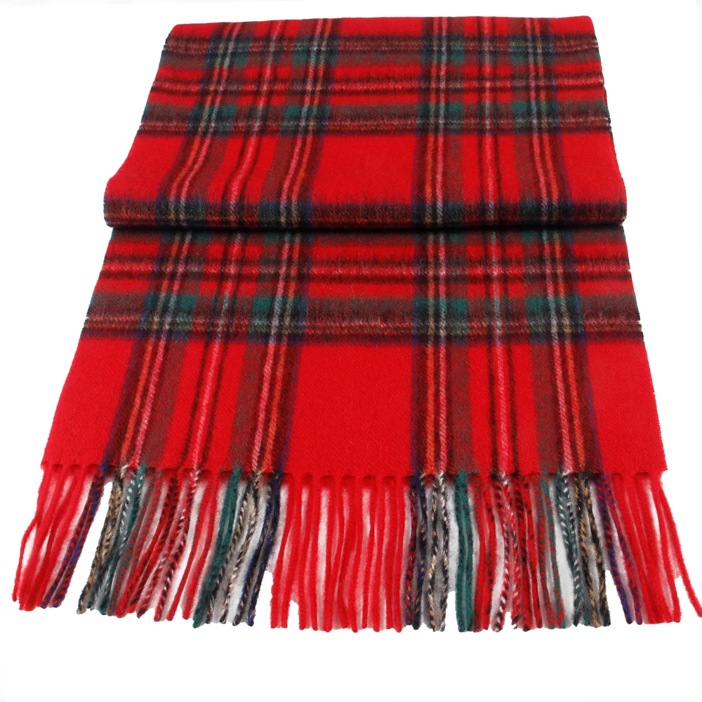 HOT Trendy Highly Selected 100% Wool Red Scottish Plaid Scarves,Warm Winter Men Scarf Houndstooth Comfortable Winter Scarves Man