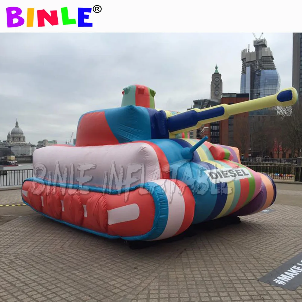 Rainbow color big size inflatable tank,inflatable tank panzer model for Hi-Tech Show event decoration or advertisement