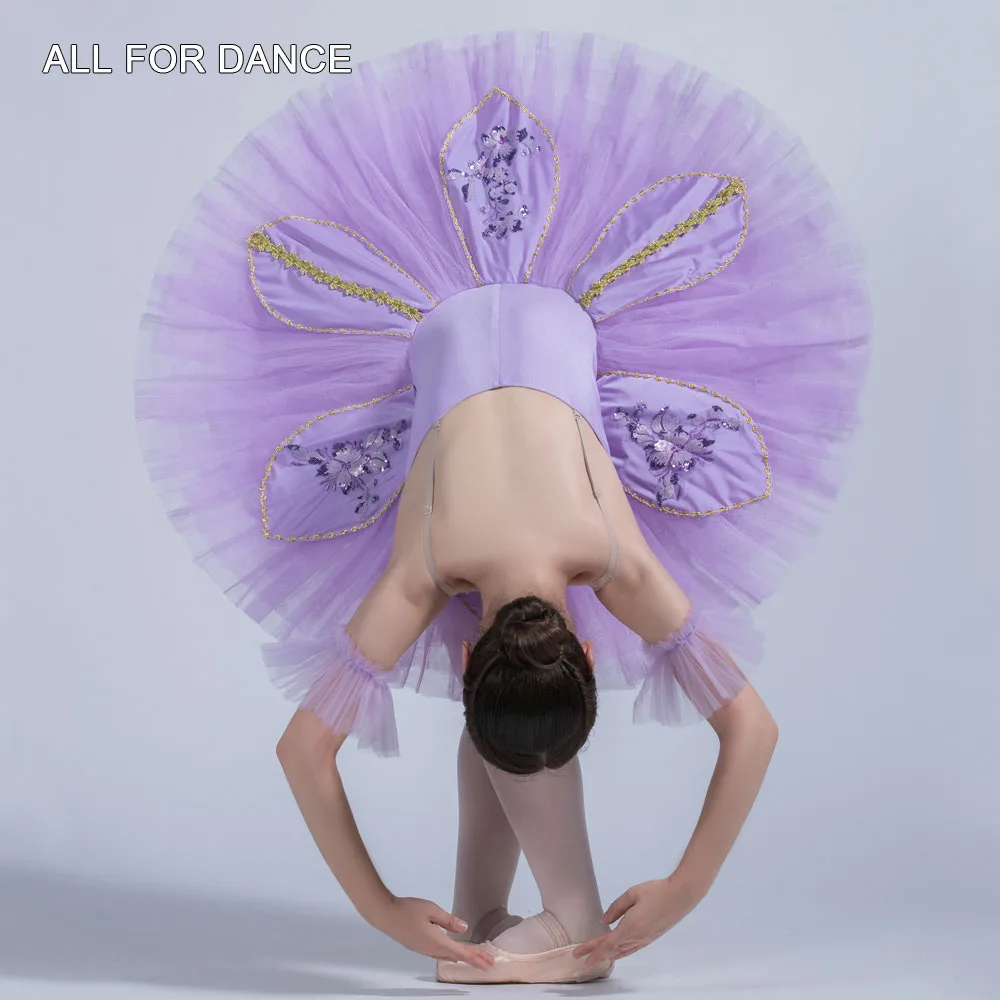 BLL137 Pre-professional Ballet Dance Tutu Solo Performance Costume Ballerina Dress Lilac Pancake Tutus Platter Tutu Costumes