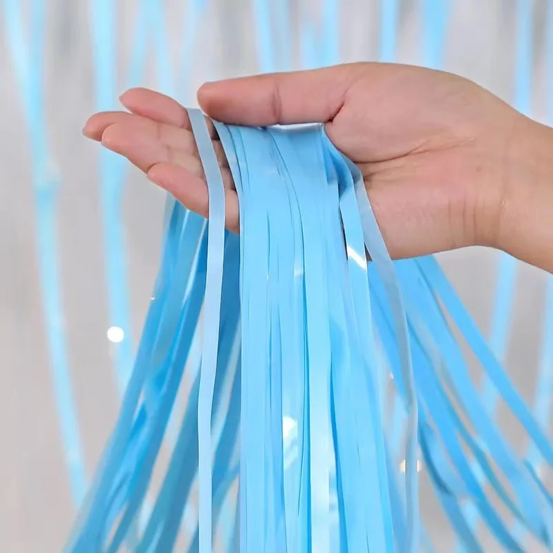 New 2m Gradient Rain Silk Curtain Macaron Color Tassel Wedding Room Party Background Wall Layout Decoration