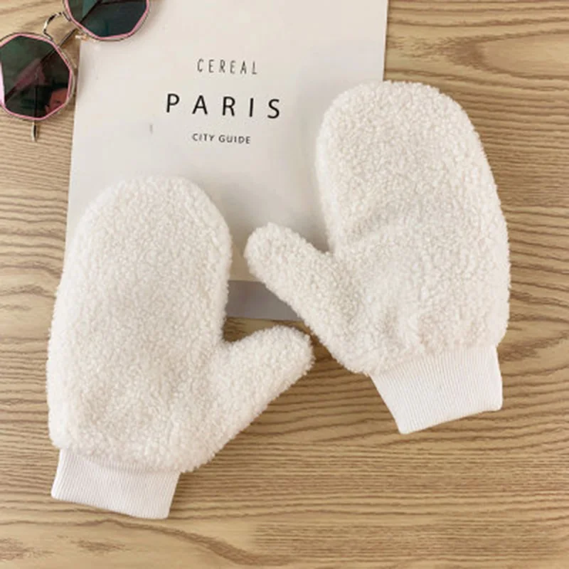 Fashion Famale Thicker Lamb Cashmere Knitted Mittens Women Winter Warm Cute Cartoon Plush Wrist Windproof Warm Driving Gloves H4