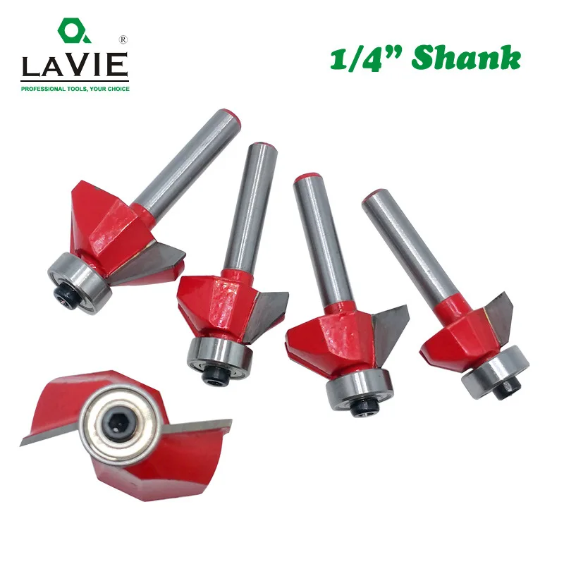 1pc 6mm or 6.35mm Shank 45 Degree Chamfer Router Bit Edge Forming Bevel Woodworking Milling Cutter for Wood Bits MC01130