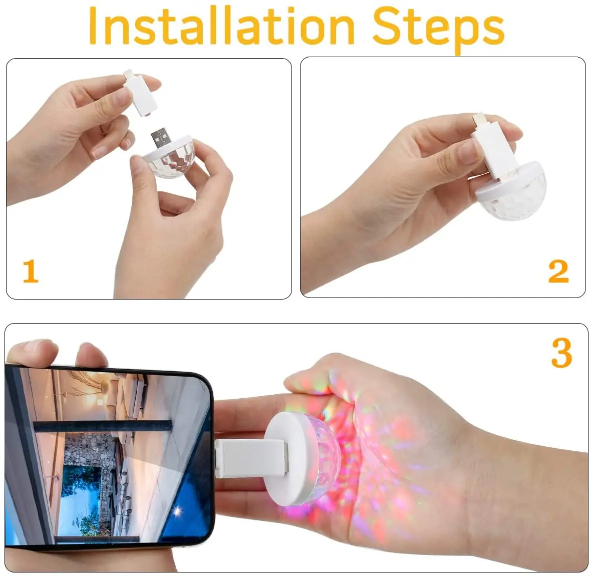 USB Colourful lights Voice DJ RGB Mini Colorful Music Sound LED USB-C Party Karaoke Atmosphere Lamp Welcome 5V Ball Laser Light