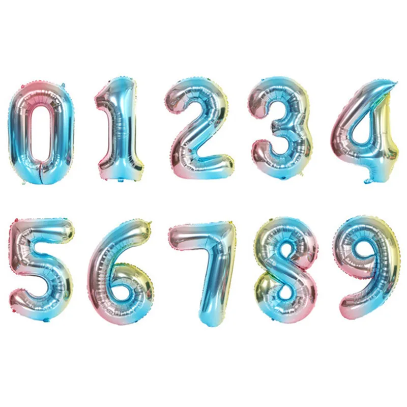 32inch Number Foil Balloon Rose Gold Silver Blue Discolor Digital Globos Birthday Party Decoration Baby Shower Supplies Globo