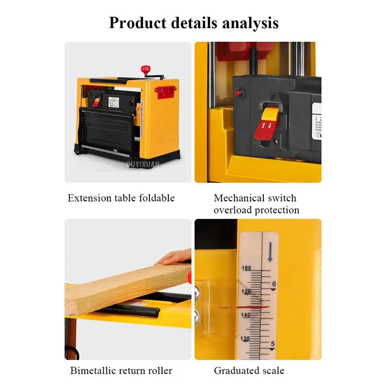 13 Inch Woodworking Planer Multi-function Electric Planing Plane Sheeting Thicknesser Household Woodworking Planing Machine