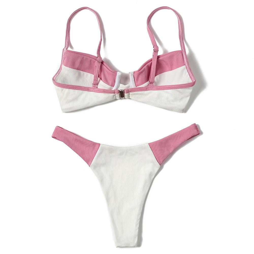 ZTVitality Bikini Sexy con empalme acanalado 2022 Recién llegado Sujetador acolchado con aros Push Up Traje de baño de corte alto Traje de baño para mujer Ropa de playa biquini