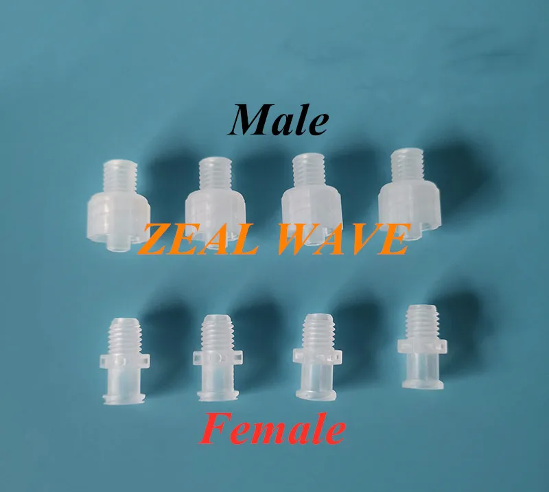 Luer Threaded Connector 1in4-28UNF Male And Female Plastic PP Polypropylene Straight Through Luer Connector 20PCS