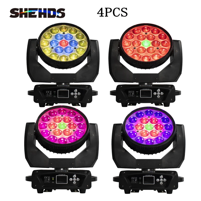 shehds iluminacao de feixe e lavagem 19x15w zoom rgbw iluminacao da cabeca movel para discoteca ktv festa transporte rapido gratuito pcs 01