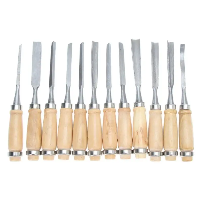 Professional 6/12Pcs Manual Wood Carving Hand Chisel Tool Set Carpenters Woodworking Carving Chisel DIY Detailed Hand Tools