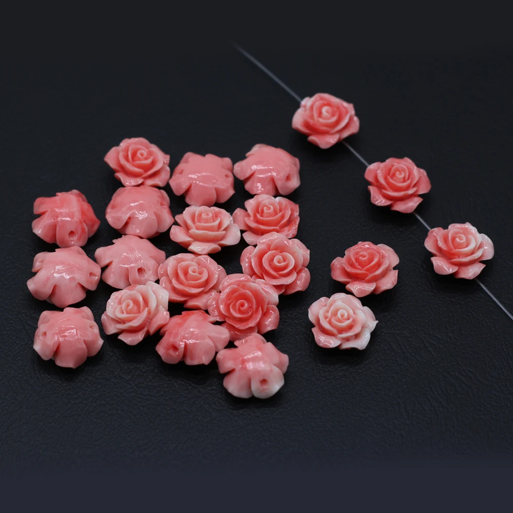 10Pcs Natural Corals Beads Red Flower Shaped Loose Spacer With Holes Beaded For Jewelry Making DIY Bracelet Necklace Accessories