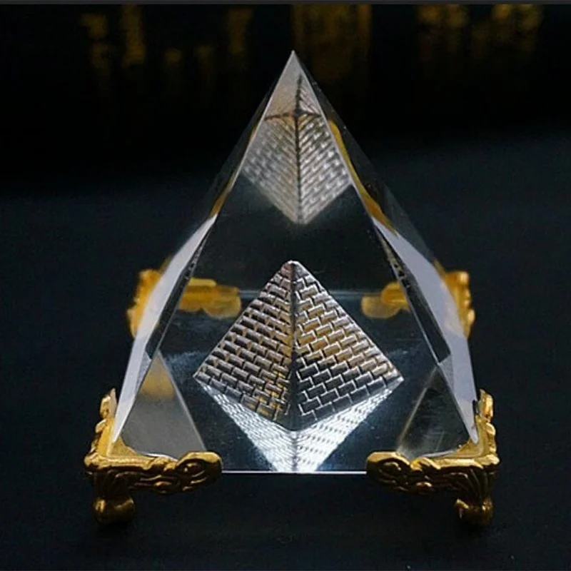 Energy Healing Small Feng Shui Egypt Egyptian Crystal Clear Pyramid Reiki Healing Prism Amulet Ornaments Desk Decor Gift