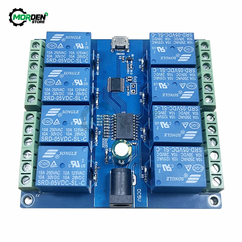 HID Drive Free USB Control Switch Relays Board 8-Channel 5V Relay Module Power Supply for Electrical Appliance Dropship
