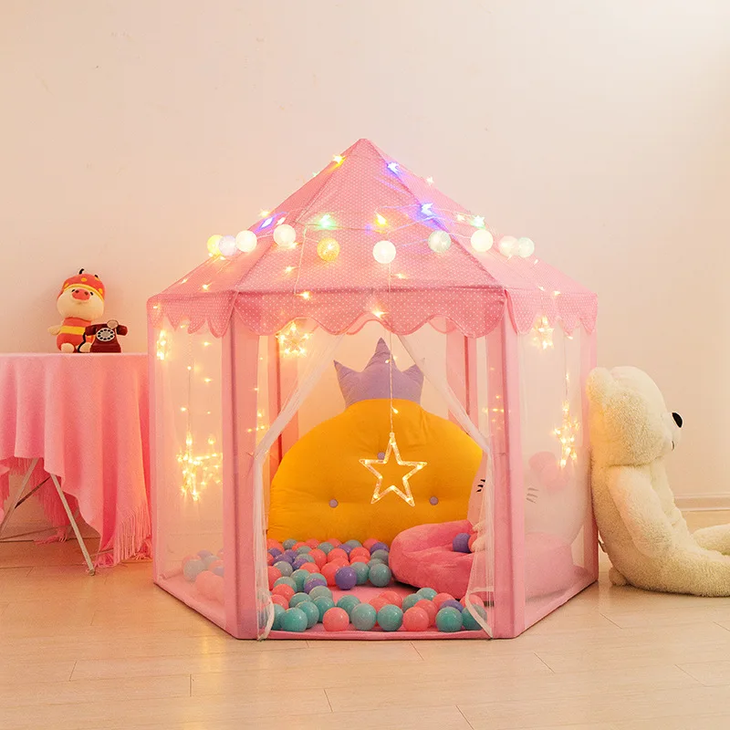 Children's Indoor Net Yarn Play House Hot Sale Baby Toy House Zipper Type Hexagonal Princess Exquisite Workmans Children's Tent