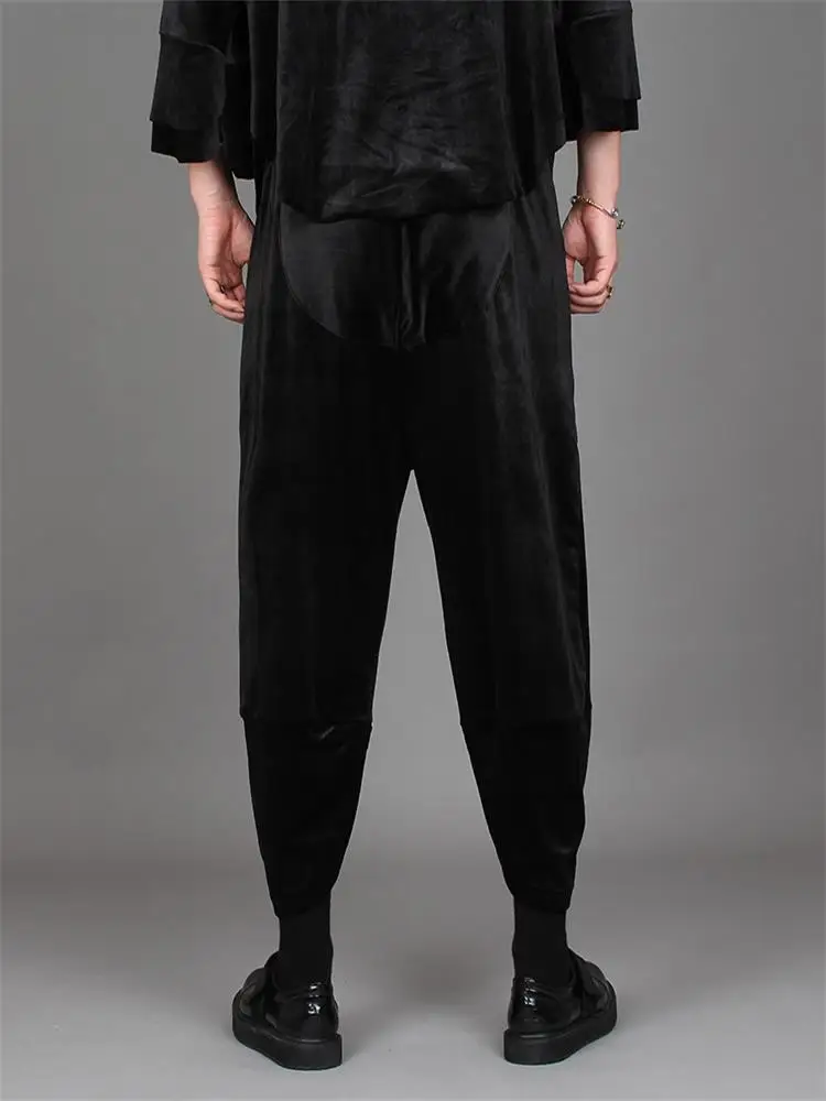 Men's Fashion Sports Pants Fall/Winter New Dark Elastic Waist Soft Velvet Fabric Corduroy Nine - Minute Radish Pants