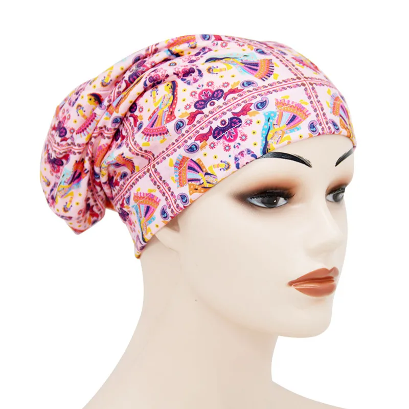 New Arrival Muslim Turban Chemotherapy The Head Cap Islamic Fashion Cotton Floral Print Inner Hijabs Bandage Headwear For Women