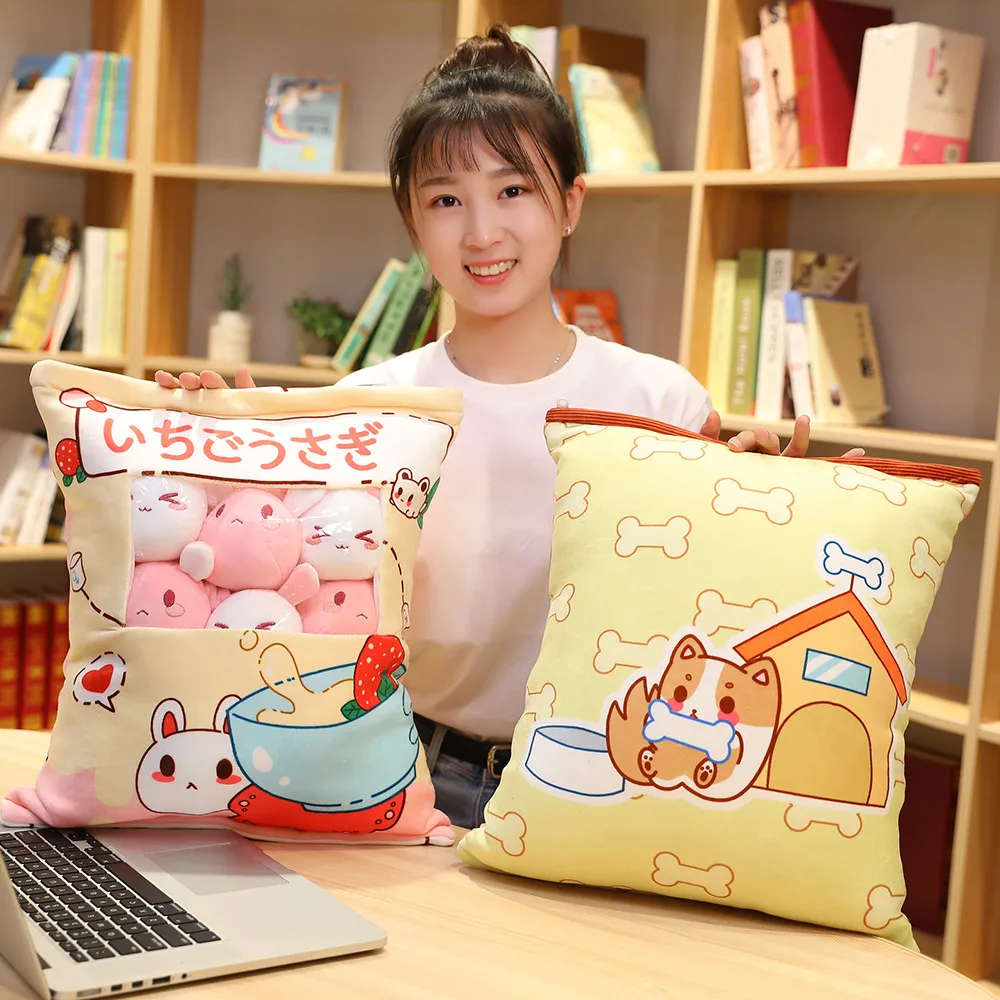 8pcs small Soft Cat Plush toys in A Bag Snack Toy Throw Pillow Soft Cartoon Animal Stuffed Doll for Girlfriend