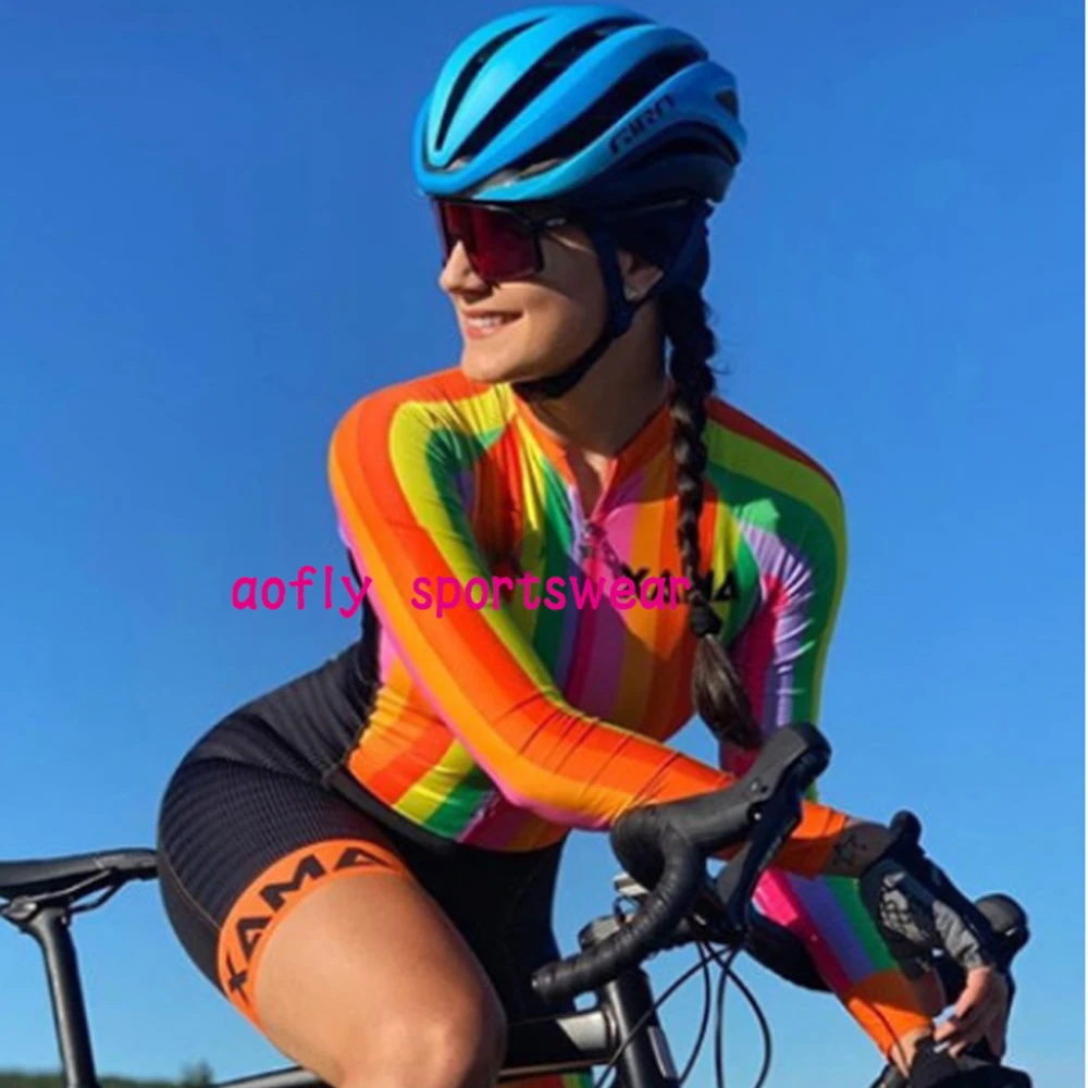 mono-de-ciclismo-xama-pro-para-mujer-con-rayas-vibrantes-de-arcoiris-ropa-deportiva-comoda-en-colores-surtidos