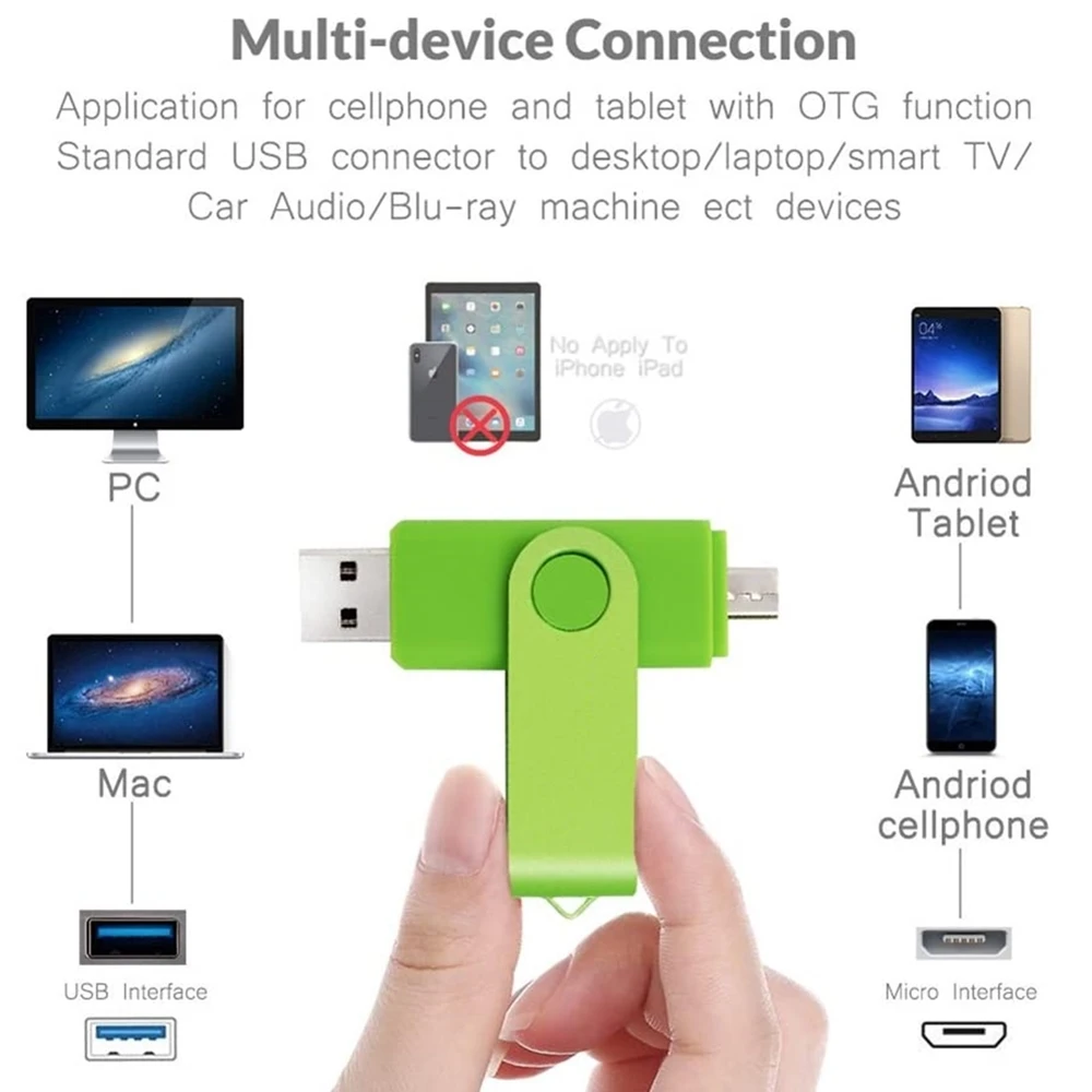 360° Rotate Colorful OTG USB Flash drive cle 128GB Smart Phone pen drive 4GB 8GB 16GB 32GB 64GB micro memory storage U disk Gift