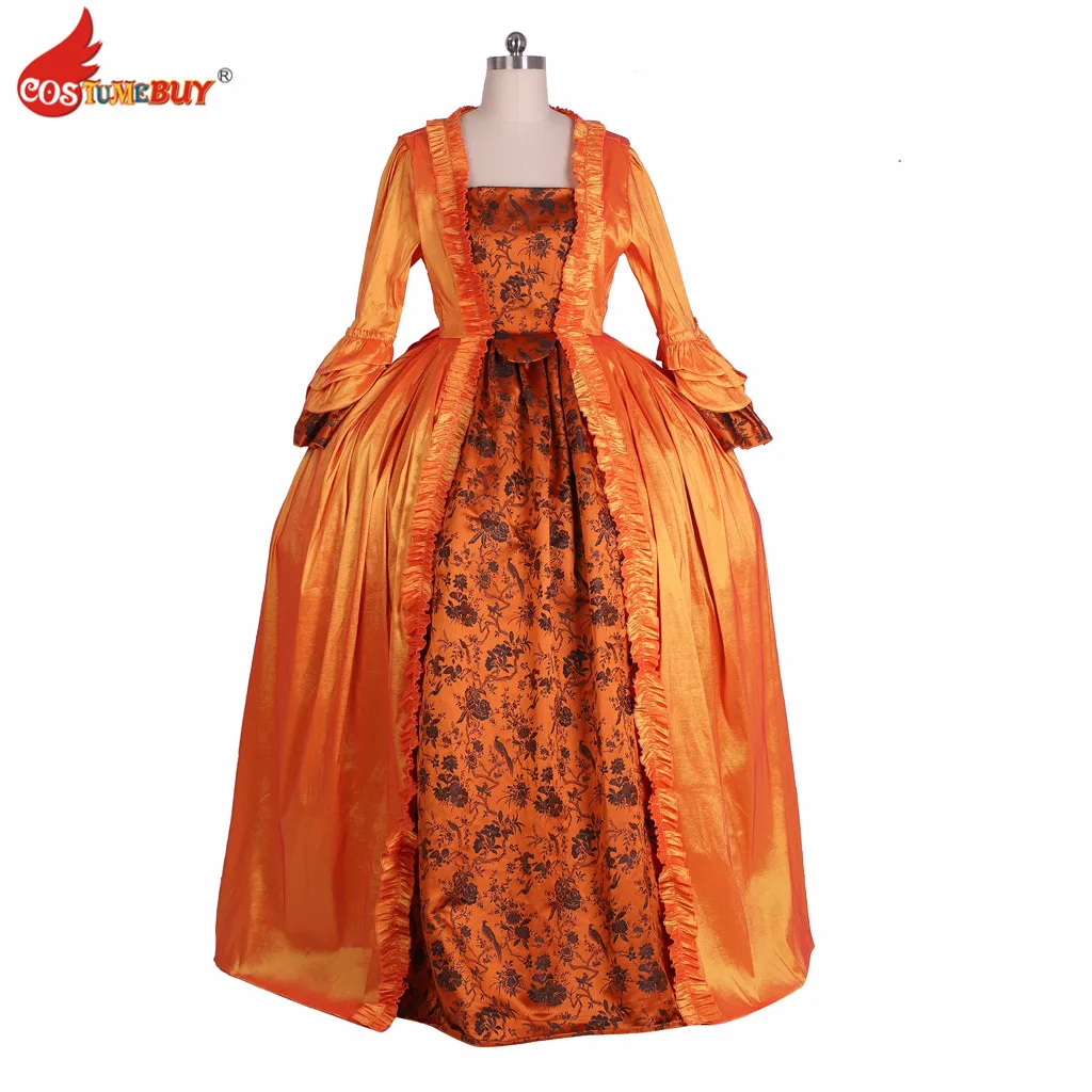 

Costumebuy Regency Queen 18th Versailles Belle dress medieval Reenactment Theatre Victorian Civil war Rococo Orange Duchess Gown